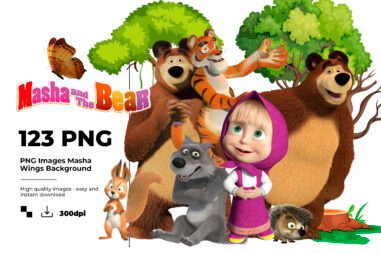 Masha and the Bear,  Masha and the Bear PNG, Masha and the Bear characters, Masha and the Bear imagenes, Clip art, Sublimation , Instant download, High resolution