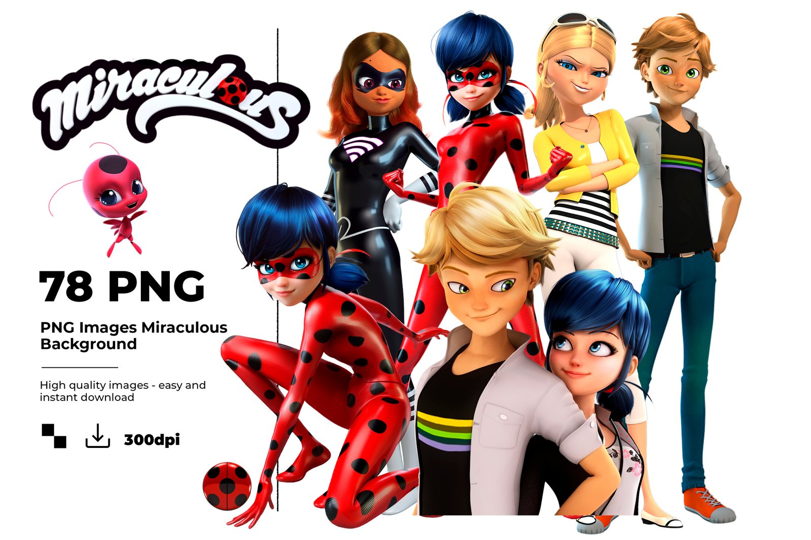 Ladybug, Ladybug PNG, Ladybug characters, Ladybug imagenes, Clip art, Sublimation , Instant download, High resolution