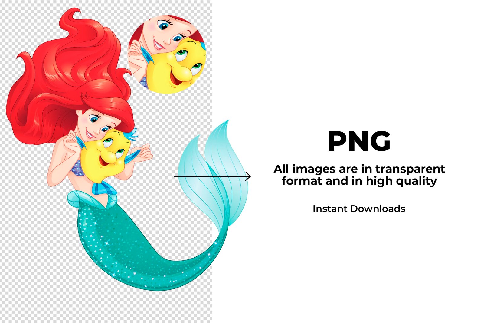 The Little Mermaid, The Little Mermaid PNG, The Little Mermaid characters, The Little Mermaid imagenes, Clip art, Sublimation , Instant download, High resolution - Image 2