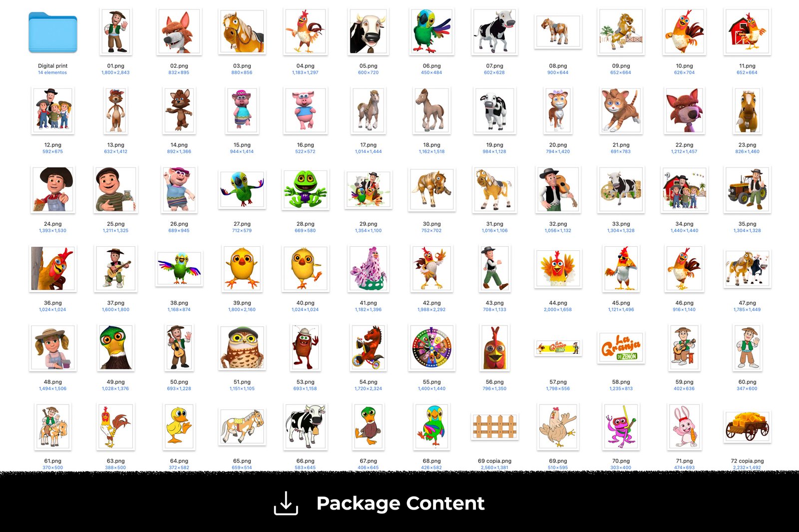 La Granja de Zenon, La Granja de Zenon PNG, La Granja de Zenon characters, La Granja de Zenon imagenes, Clip art, Sublimation , Instant download, High resolution - Image 4