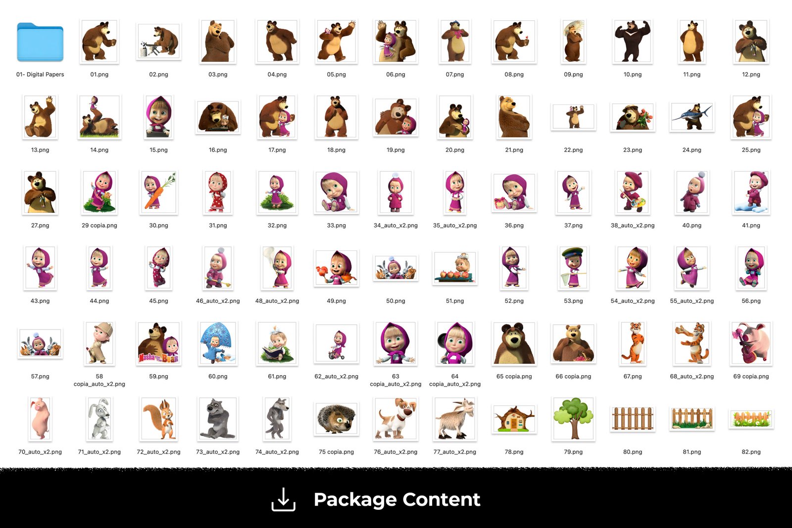 Masha and the Bear, Masha and the Bear PNG, Masha and the Bear characters, Masha and the Bear imagenes, Clip art, Sublimation , Instant download, High resolution - Image 4