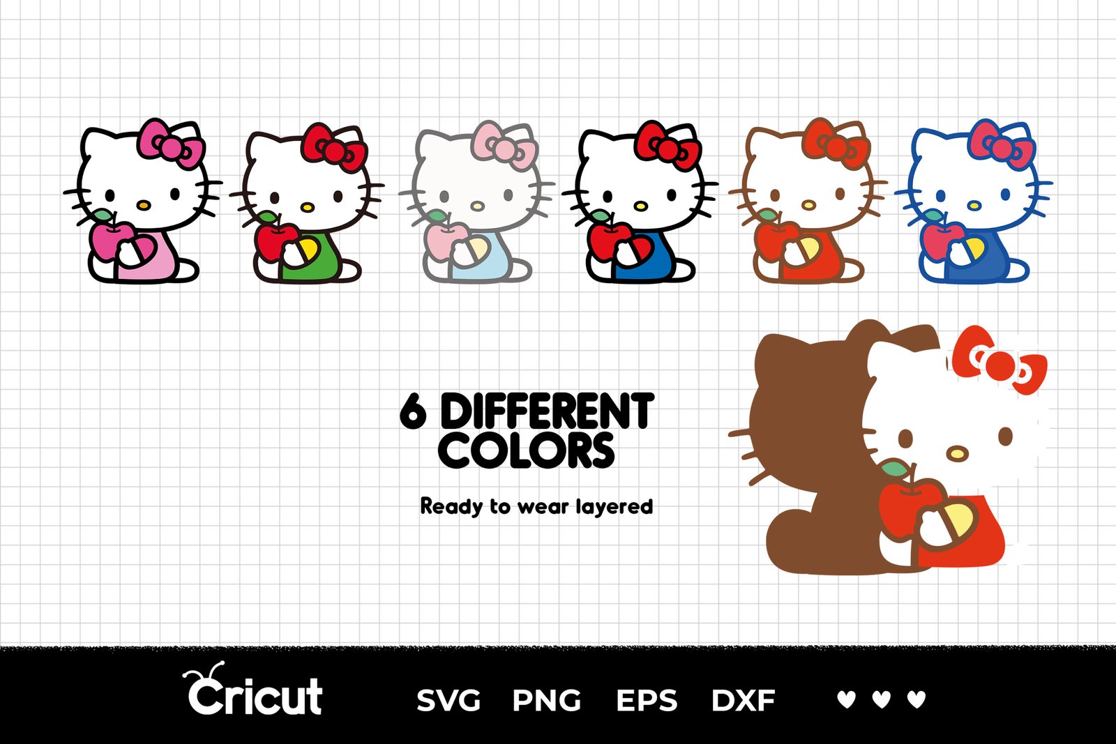 Hello kitty, Hello kitty Svg, Eps, Pdf, Png, Hello kitty Bundle, Hello kitty Cricut, Hello kitty Characters, Silhouette, Sublimation, High Resolution, Instant Download - Image 6