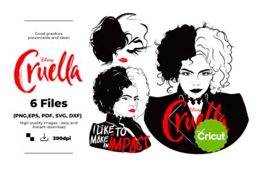 Cruella, Cruella Svg, Eps, Pdf, Png, Cruella Bundle, Cruella Cricut, Cruella Characters, Silhouette, Sublimation, High Resolution, Instant Download