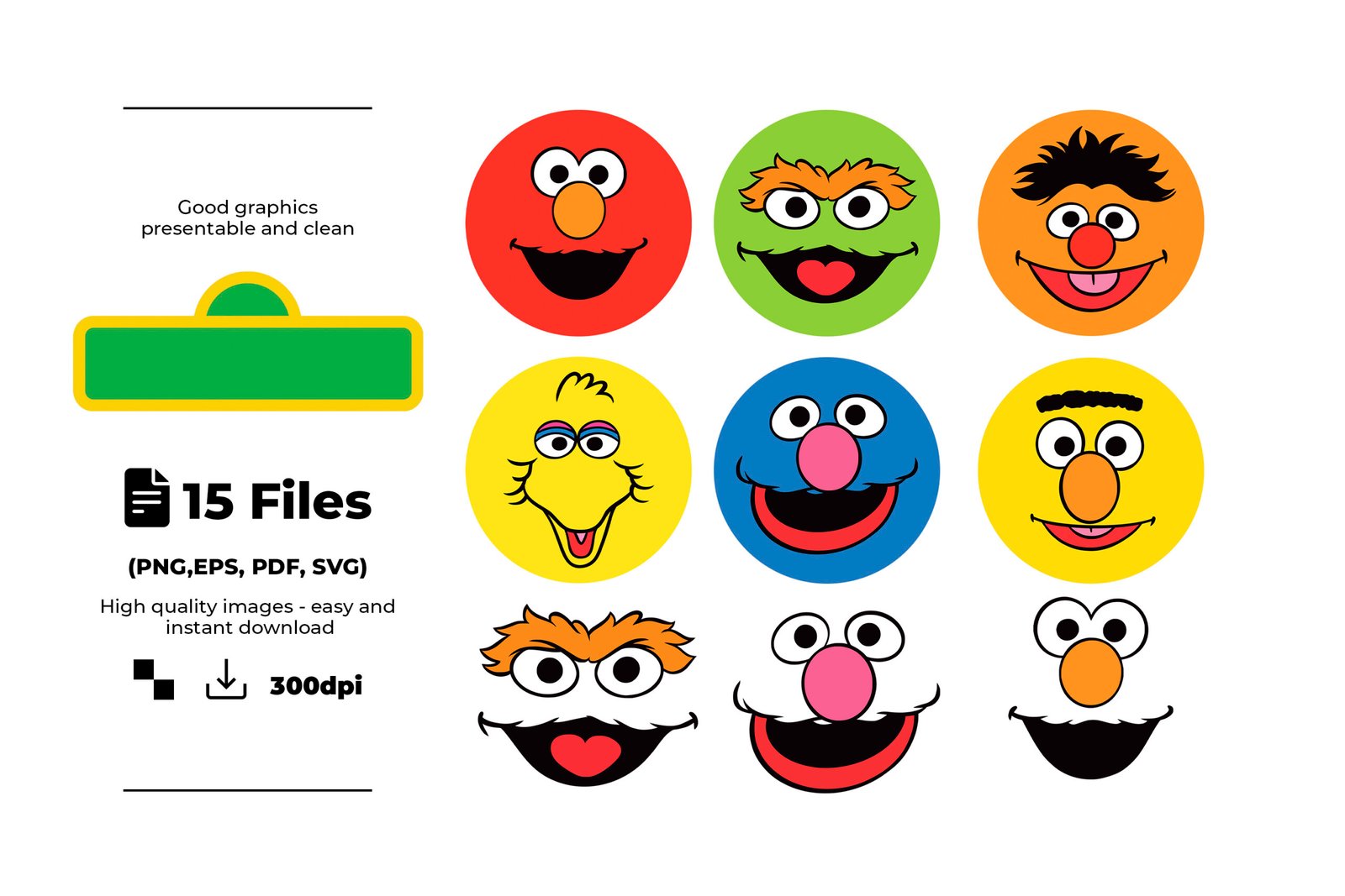 Sesame Street, Sesame Street Svg, Eps, Pdf, Png, Sesame Street Bundle, Sesame Street Cricut, Sesame Street Characters, Silhouette, Sublimation, High Resolution, Instant Download