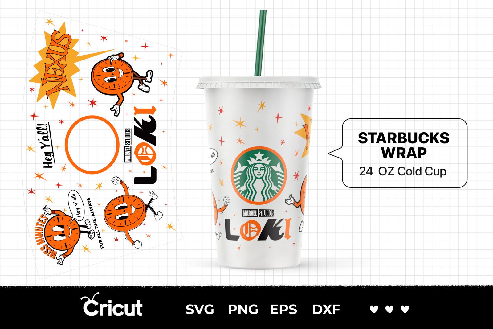 LOKI Miss Minutes SVG, cut file, Bugs SVG file for starbucks venti cup, png dxf svg wrap files for cricut, silhouette - Image 2