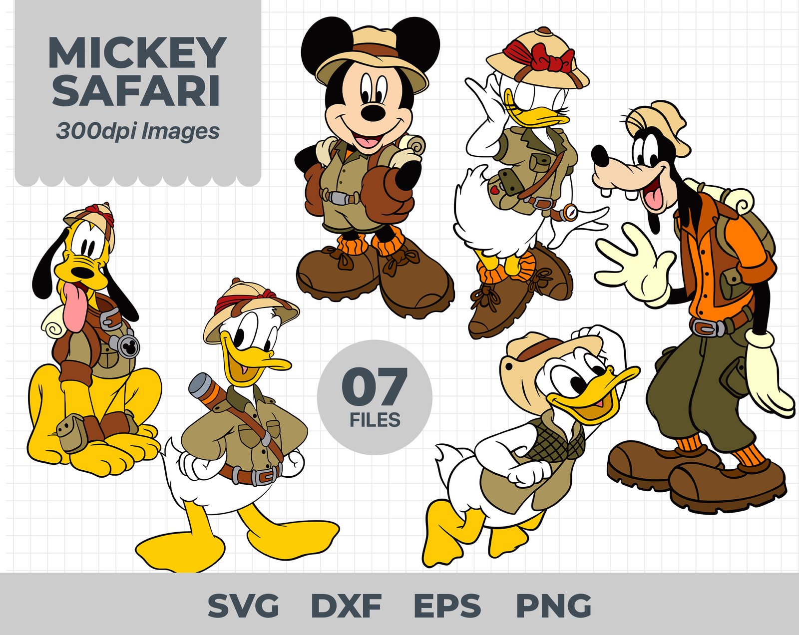 Mickey Safari SVG, Mickey SVG, Minnie SVG, Pluto Svg, Daisy Svg, Donald Svg, Goofy Svg, Safari Svg , Zoo Svg, Mickey Safari Cricut