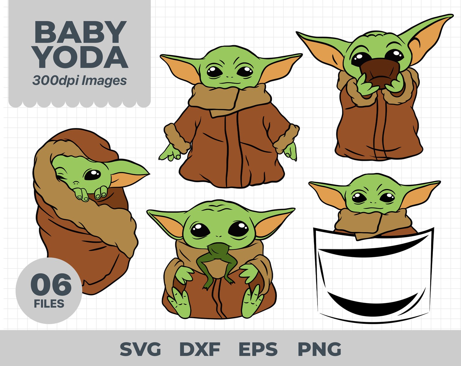 Baby Yoda, Baby Yoda Svg, Eps, Pdf, Png, Baby Yoda Bundle, Baby Yoda Cricut, Baby Yoda Characters, Silhouette, Sublimation, High Resolution, Instant Download
