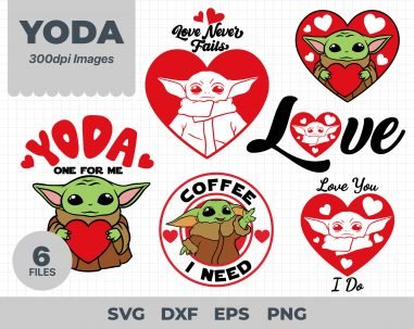 Baby Yoda Valentines, Baby Yoda Valentines Svg, Eps, Pdf, Png, Baby Yoda Valentines Bundle, Baby Yoda Valentines Cricut, Baby Yoda Love Svg, Silhouette, Sublimation, High Resolution, Instant Download
