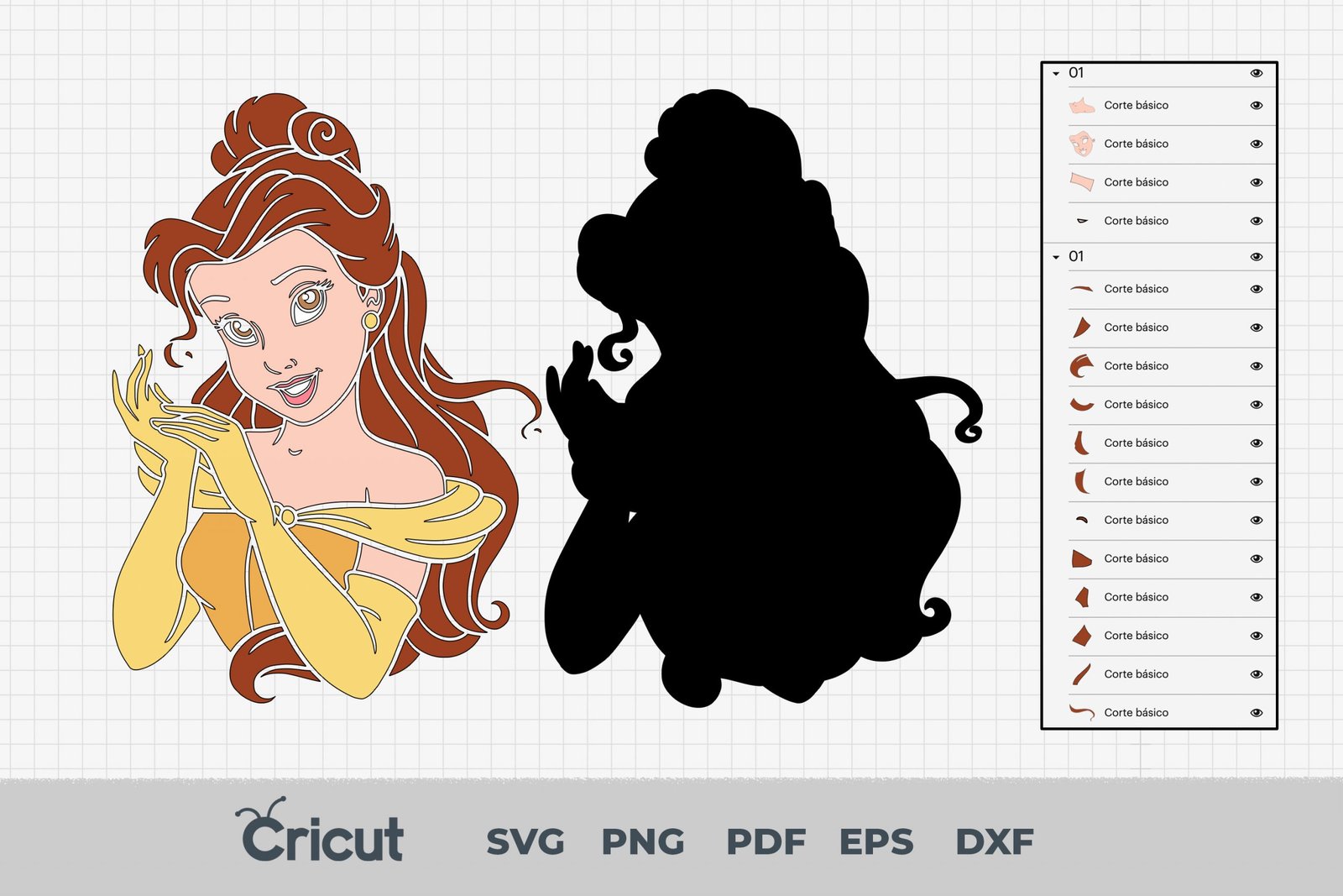 Princess SVG, Elsa svg, Cinderella svg, Moana svg, Snow White svg, Jasmine svg, Ariel svg, Alice svg, anna svg, belle svg, Aurora svg - Image 2
