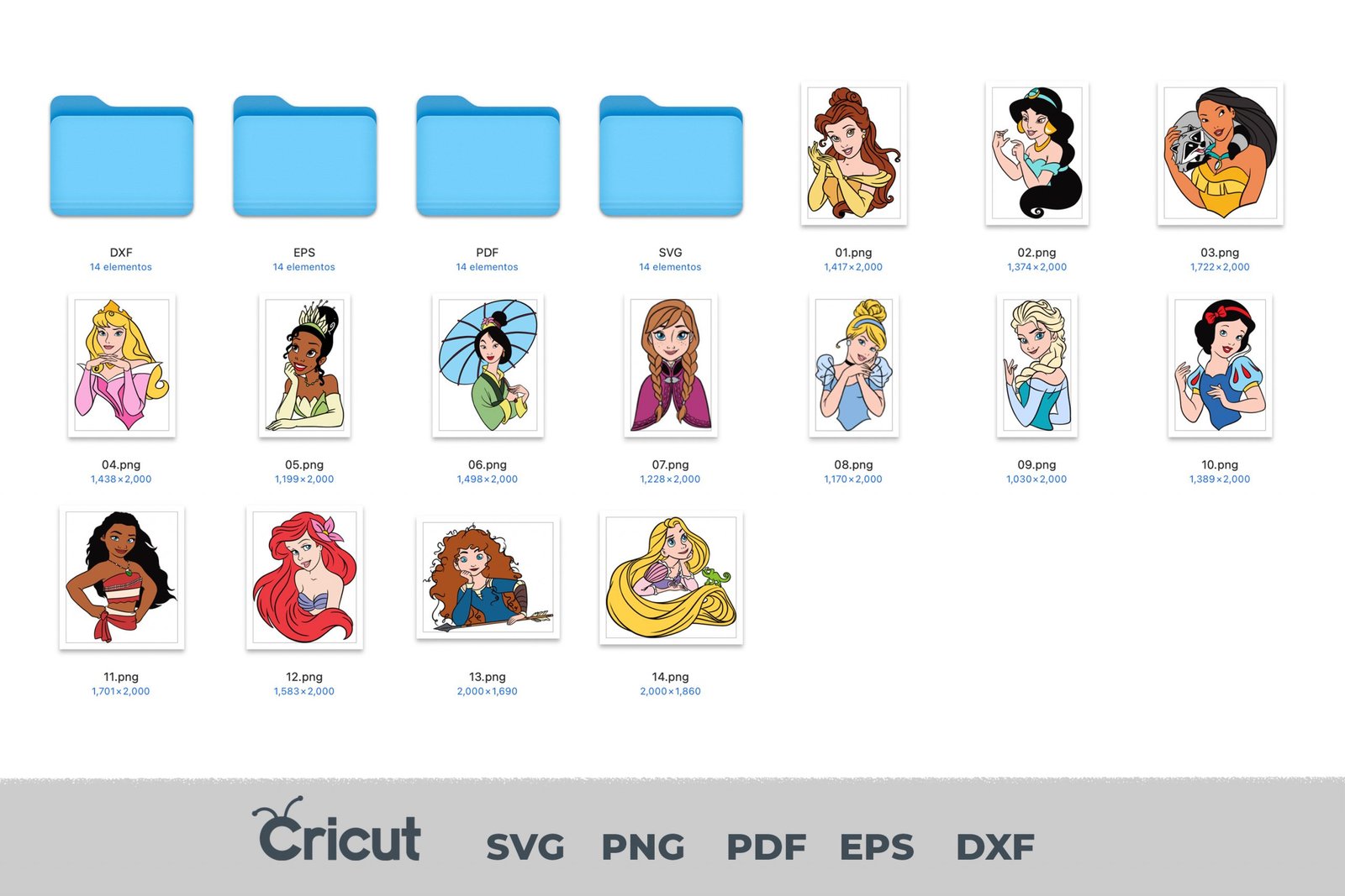 Princess SVG, Elsa svg, Cinderella svg, Moana svg, Snow White svg, Jasmine svg, Ariel svg, Alice svg, anna svg, belle svg, Aurora svg - Image 3