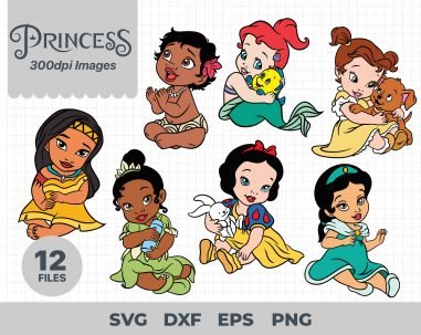 Baby Princess, Baby Princess Svg, Eps, Pdf, Png, Baby Princess Bundle, Baby Princess Cricut, Baby Princess Characters, Silhouette, Sublimation, High Resolution, Instant Download