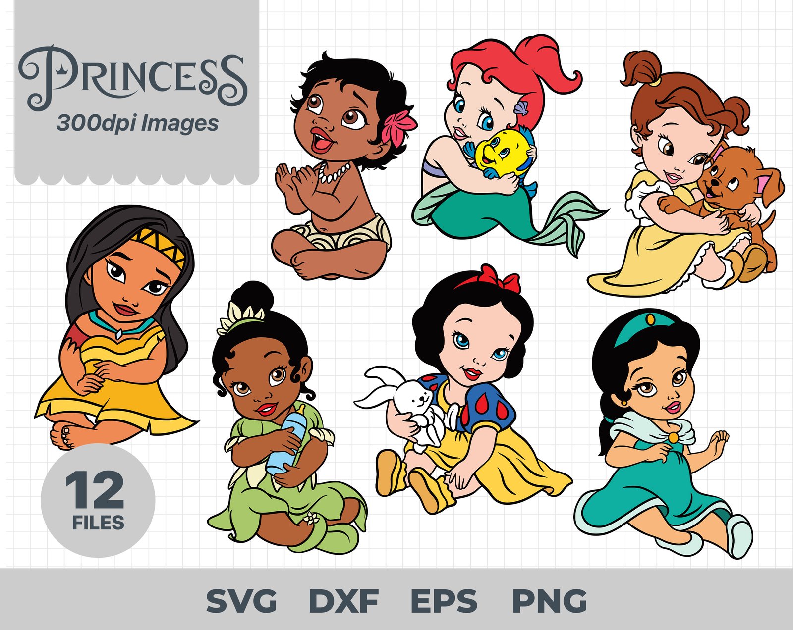 Baby Princess, Baby Princess Svg, Eps, Pdf, Png, Baby Princess Bundle, Baby Princess Cricut, Baby Princess Characters, Silhouette, Sublimation, High Resolution, Instant Download