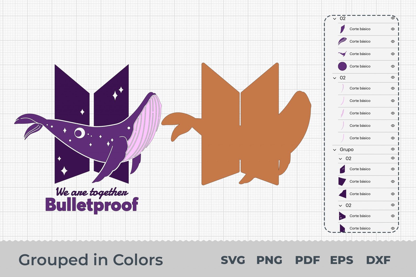 BTS Proof Album logo bundle - svg png dxf eps - We Are Bulletproof - Cricut, Silhouette cut file - Vinyl, prints - Digital, Instant download - Image 2