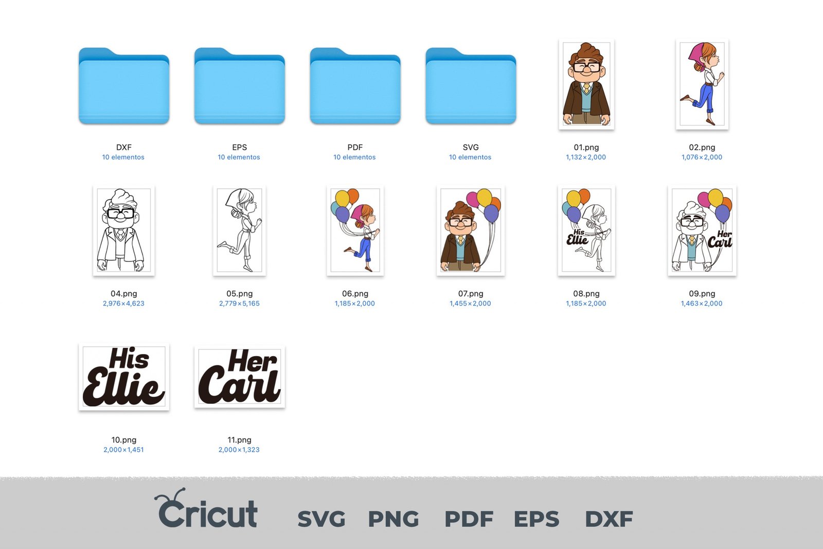 Ellie and Carl, Ellie and Carl Svg, Eps, Pdf, Png, Ellie and Carl Bundle, Ellie and Carl Cricut, Ellie and Carl Characters, Silhouette, Sublimation, High Resolution, Instant Download - Image 3