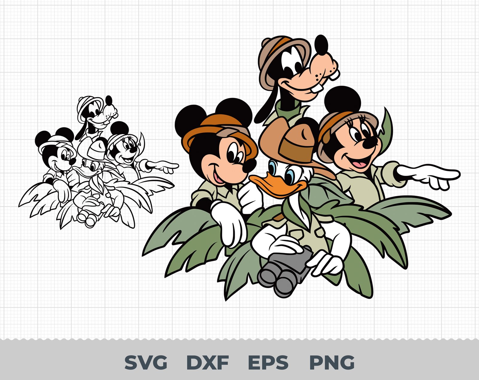 Mickey Safari SVG, Mickey SVG, Minnie SVG, Pluto Svg, Daisy Svg, Donald Svg, Goofy Svg, Safari Svg , Zoo Svg, Mickey Safari Cricut