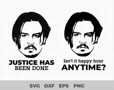 Johnny Depp Svg, Isn't happy hour any time?, Johnny Depp Isn't happy hour any time?,  Justice for Johnny svg, Mega Pint svg, Hearsay svg, Jack Sparrow svg, Cricut Cut file bundle