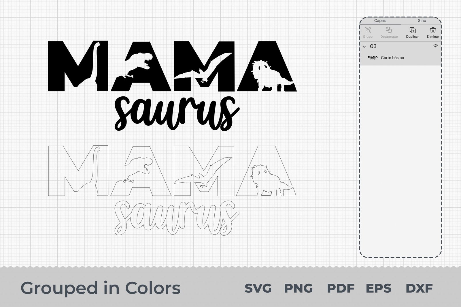 Mama Saurus Svg, Dinosaur Mom Svg, Dinosaur Svg, Mama saurus cut files, Cut File For Cricut and Silhouette - Image 2
