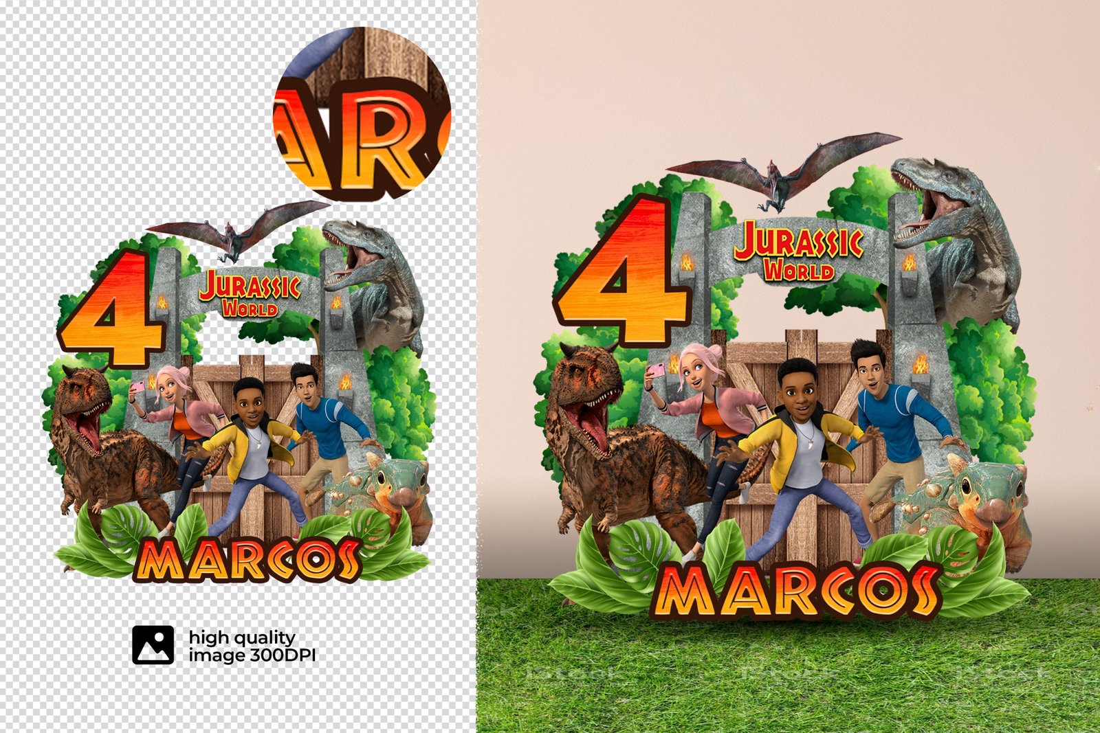 Jurassic World Personalizado, Cake Topper Jurassic Park, Cake Topper Jurassic World, Feliz Cumpleaños Jurassic World, Darius, Brooklynn, Jurassic World, Personalizado nombre y año, Ben, Yaz,Kenji, Imprimible - Image 3