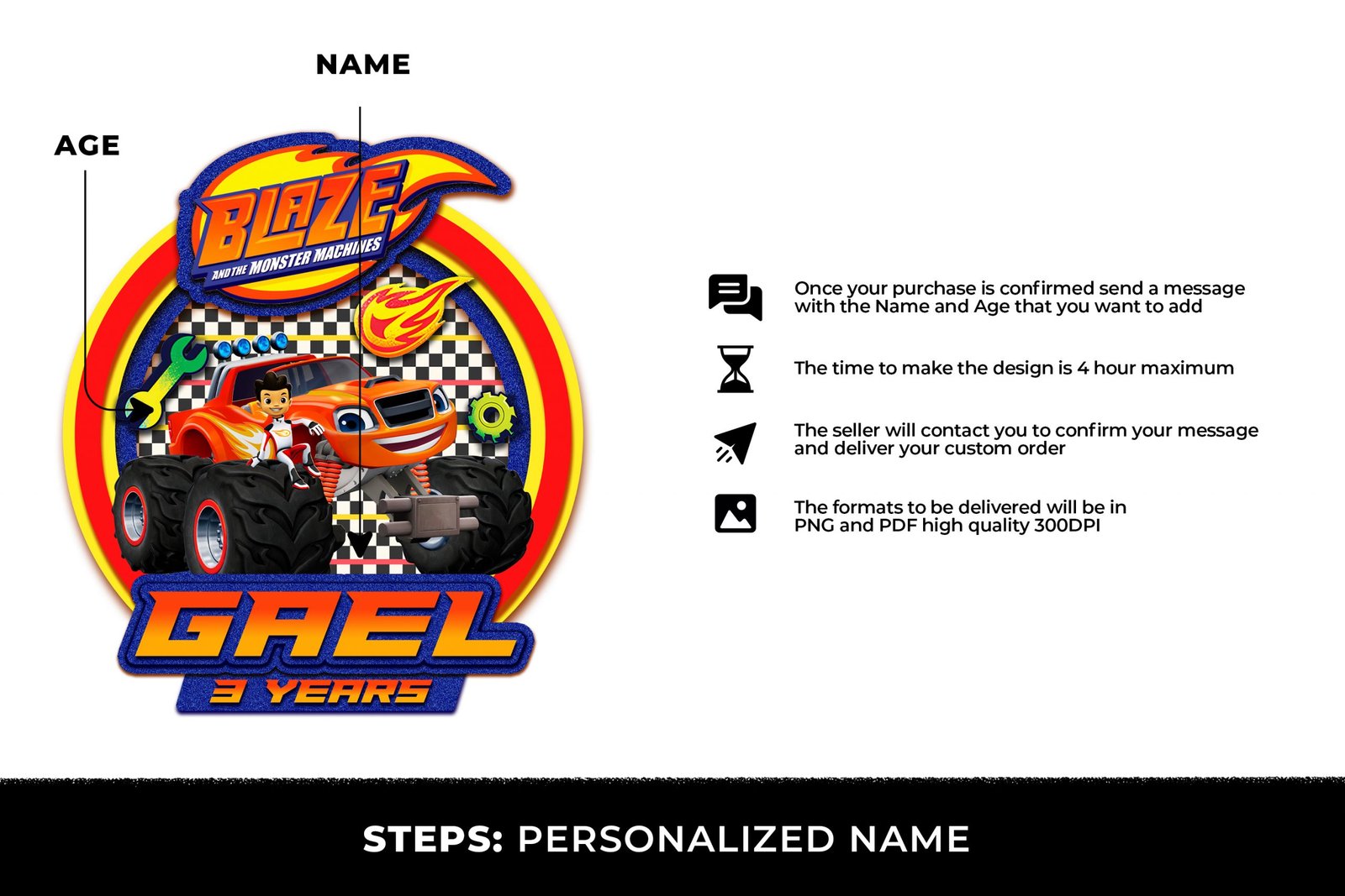 Blaze Personalizado, Blaze Custom, Blaze logo Custom, Blaze PNG Files, Blaze Images, Blaze Cake topper - Image 2