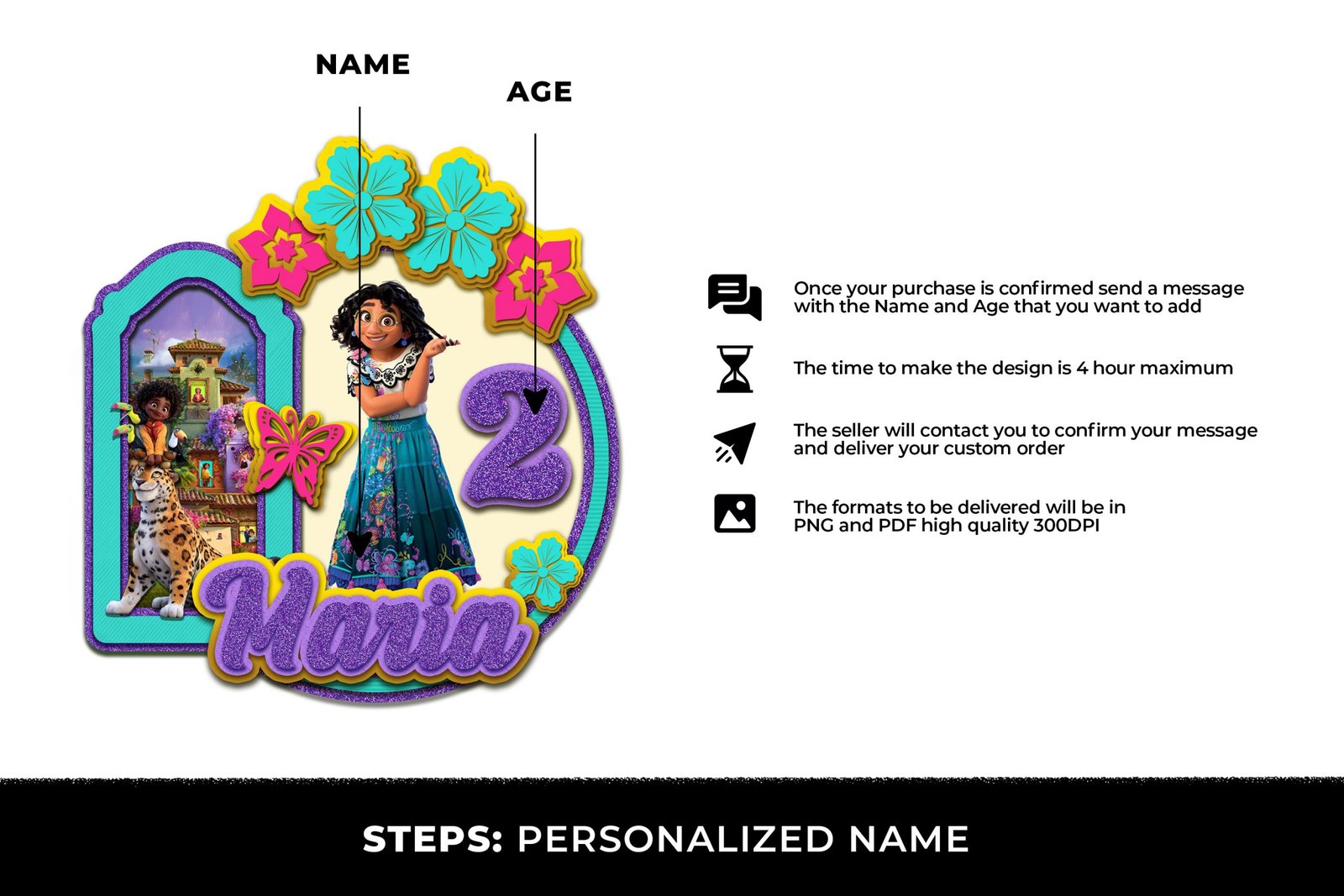 Encanto Personalizado, Encanto Custom, Encanto logo Custom, Encanto PNG Files, Encanto Images, Encanto Cake topper - Image 3