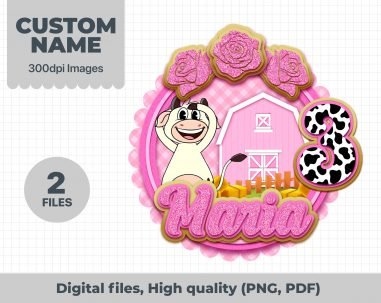 Vaca Lola Personalizado, Vaca Lola Custom, Vaca Lola logo Custom, Vaca Lola PNG Files, Cake Topper Vaca Lola