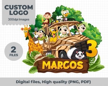 Mickey Safari Personalized, Mickey Safari PNG Files, Safari Images, Mickey Safari Characters, Cake Topper Mickey Safari