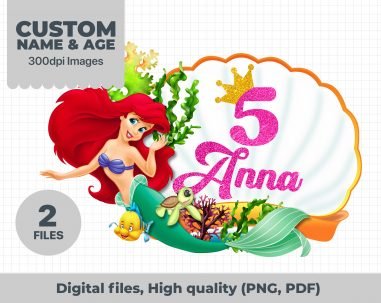 Little Mermaid Custom, Little Mermaid name Custom, Little Mermaid PNG Files, Little Mermaid Images, Cake Topper Little Mermaid