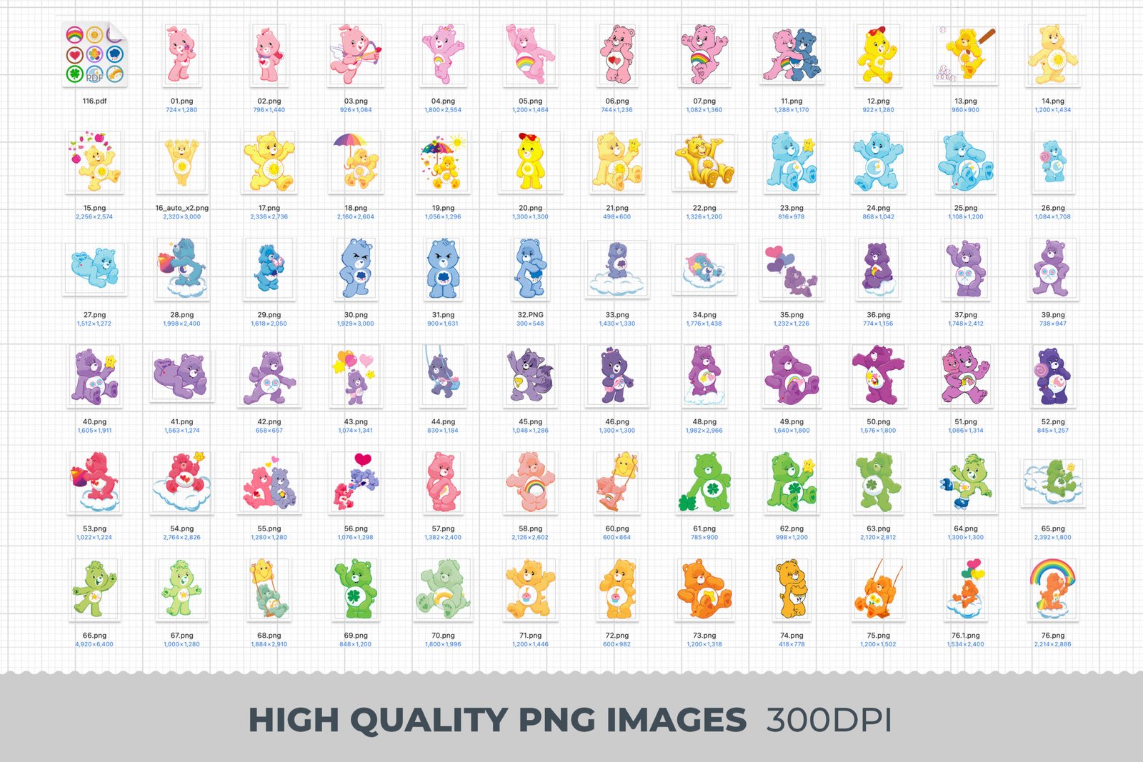 Care Bears characters clipart, Care Bears png, Care Bears png images, Care Bears Bundle png, Care Bears characters png, Care Bears characters images - Image 3