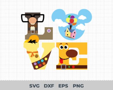 Love Disney Up SVG, Love Up SVG, Up svg, Hot air balloon svg, Balloon svg, Adventure svg, House svg, Disney svg, Disney cut file, Up cut file